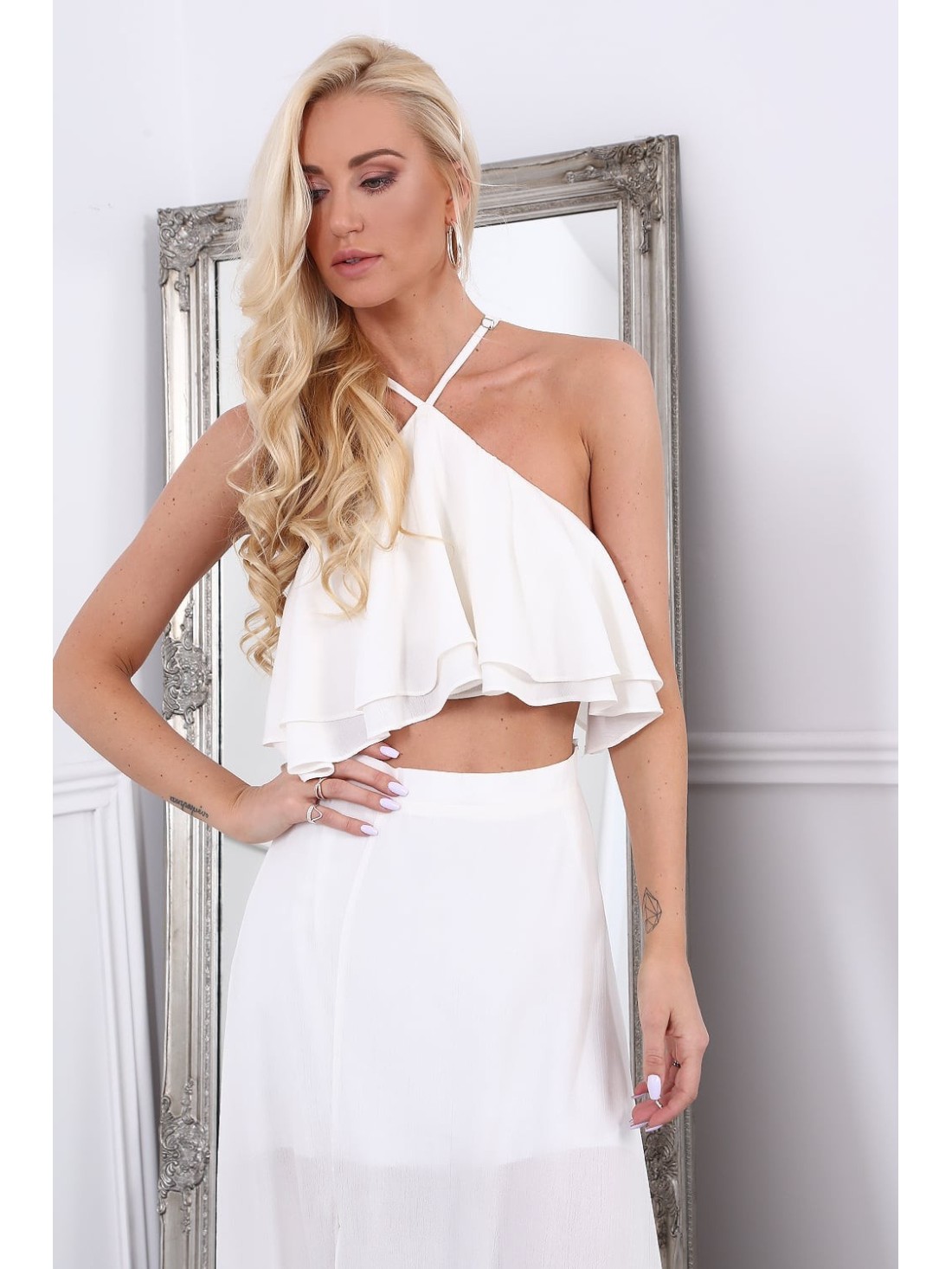 Cream dress with an exposed belly ZZ358 - Online store - Boutique